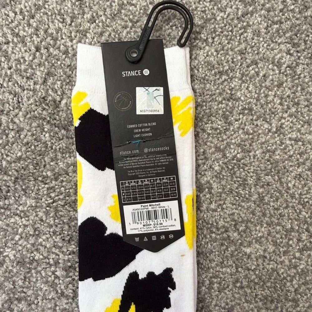 Stance NBA Utah Jazz Donovan Mitchell Paint Crew Socks Mens Large A545C22PMI